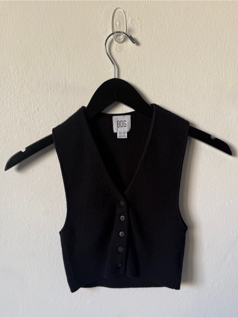 Black Knit Button-Front Sweater Vest by BDG
